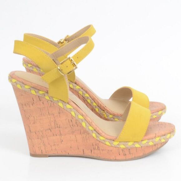 Me Too Montana Yellow Ankle Strap Wedge Sandals Women's Size 9M - Picture 1 of 9